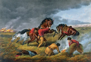 Leven op de prairie, uitgegeven door Currier and Ives, New York, 1862
